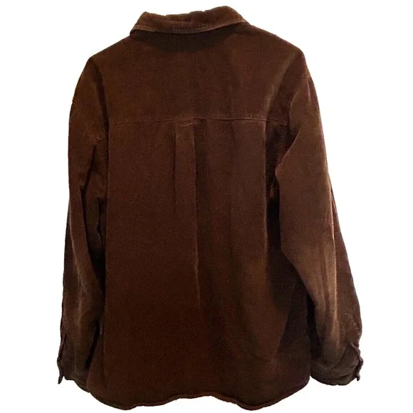 Vintage Chaps Denim Brown Corduroy Jacket Flannel Lined‎ Large Cotton, Pockets
